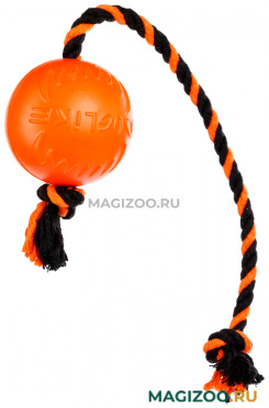 Мяч с канатом для собак малый DOGLIKE оранжевый/черный (1 шт)