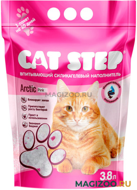 CAT STEP ARCTIC PINK наполнитель силикагелевый впитывающий для туалета кошек (3,8 л)