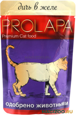 Влажный корм (консервы) PROLAPA PREMIUM для взрослых кошек с дичью в желе пауч (100 гр)